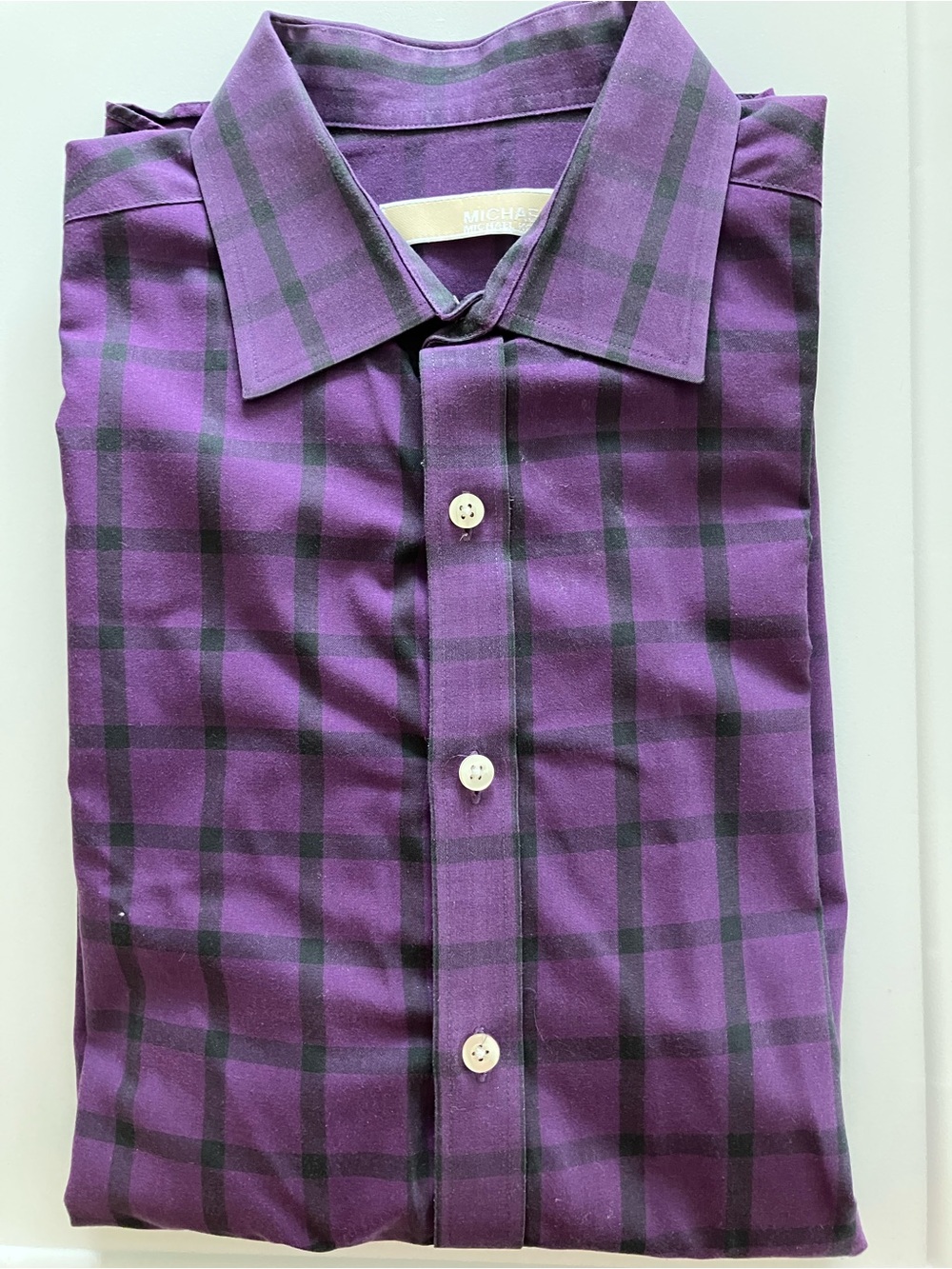 MICHAEL Michael Kors Purple and Black Plaid Button-Down Shirt